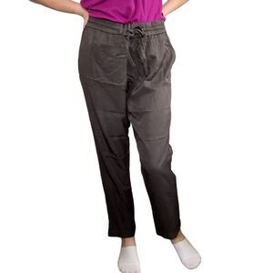 Loft Charcoal Grey Silky Relaxed Fit Drawstring Pants L